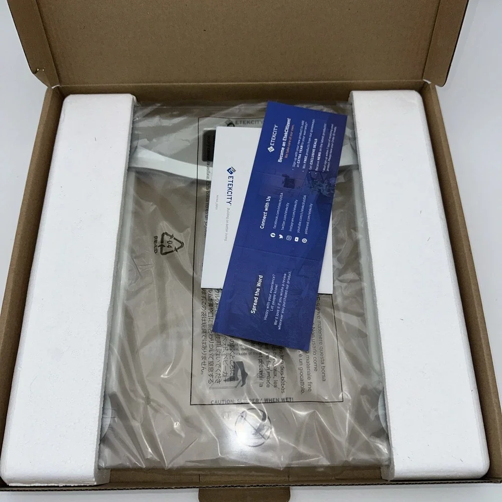 Etekcity Digital Body Weight Scale EB4473C Glass 400lb LCD Open Box Step On Tech